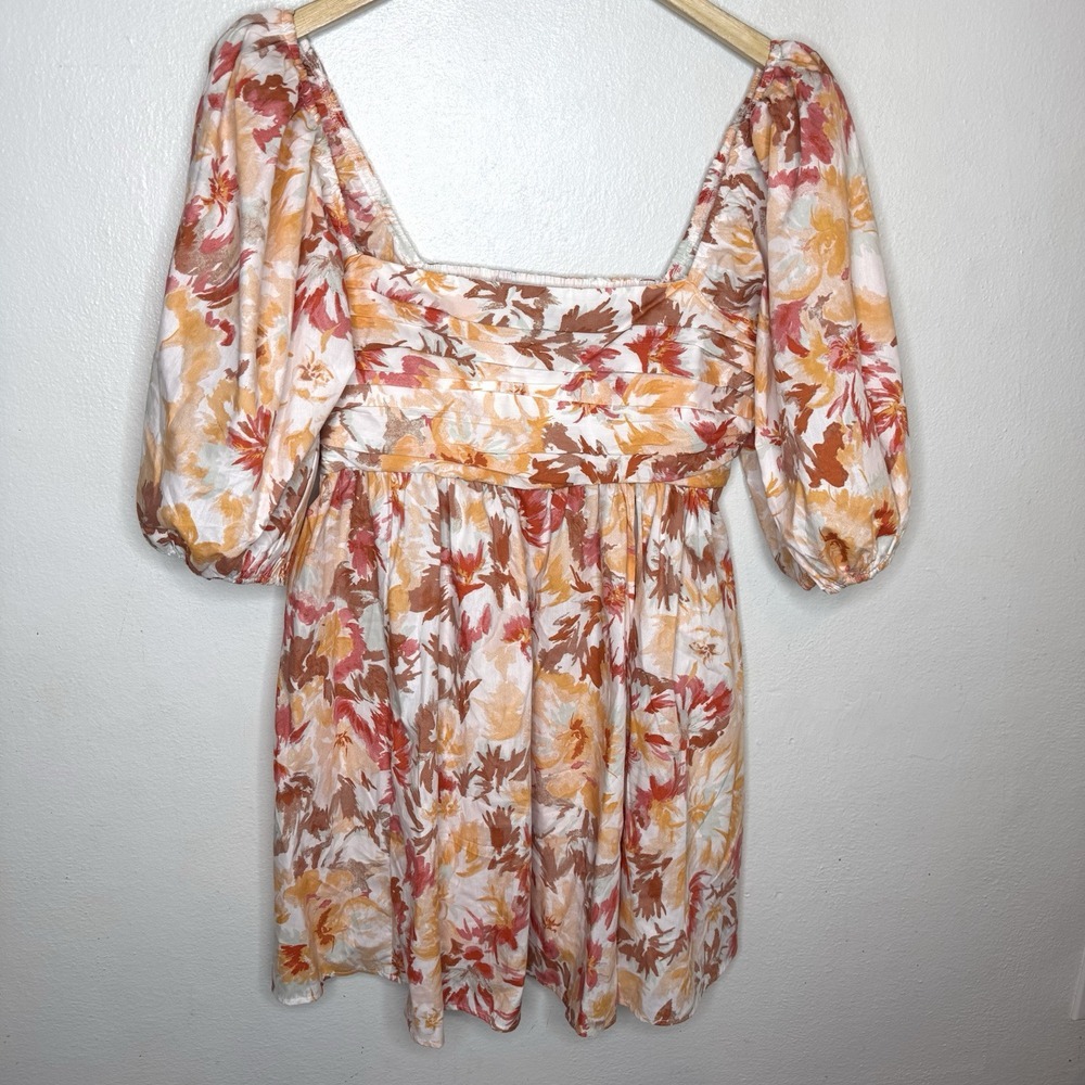 Abercrombie &‎ Fitch Women's Large Emerson Poplin Puff Sleeve Mini Dress Floral